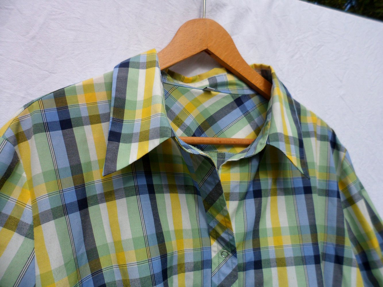 Karo Bluse grün gelb blau