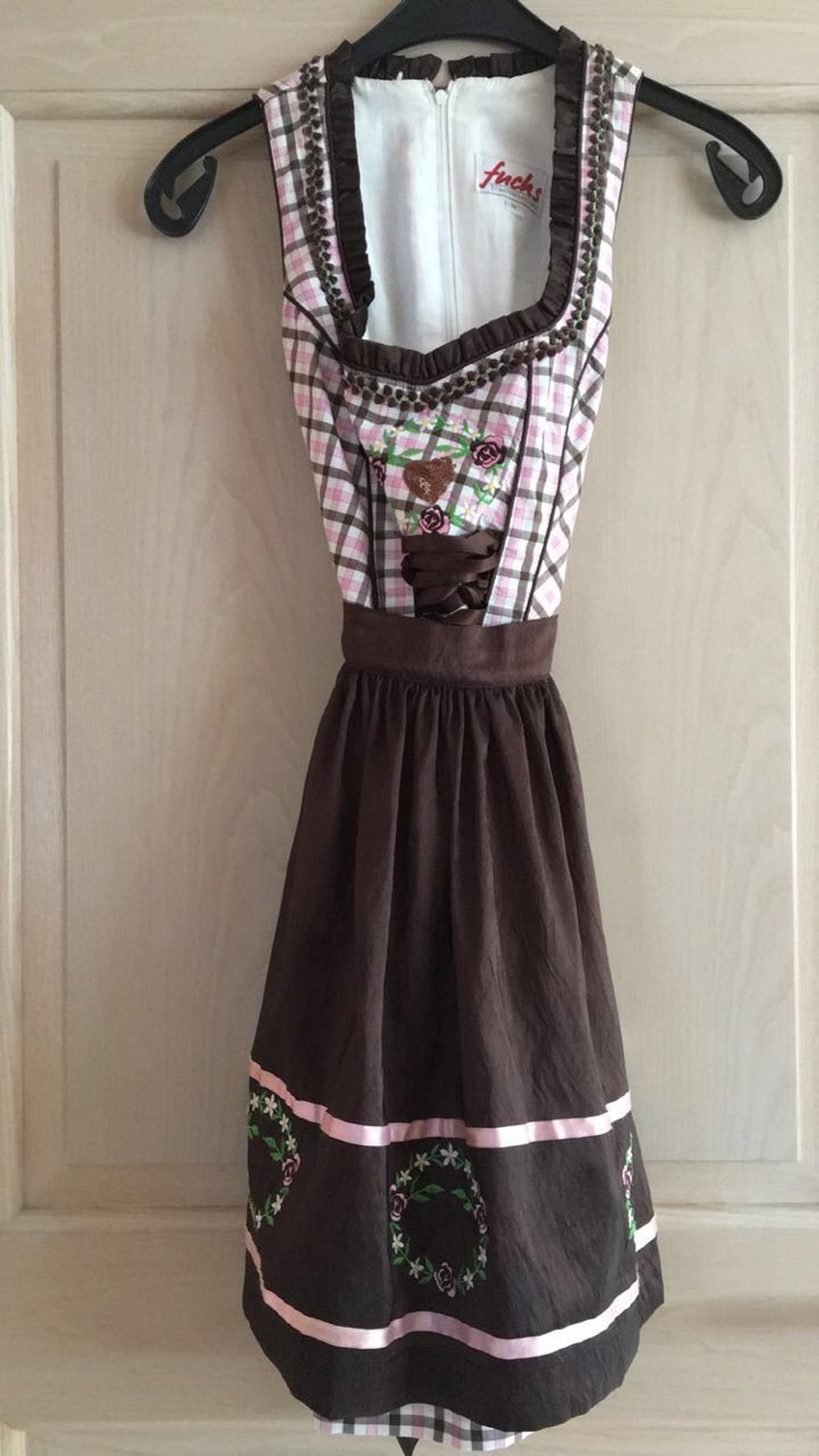 Mini Dirndl - braun/rosa - Gr. 30 - inkl. Bluse