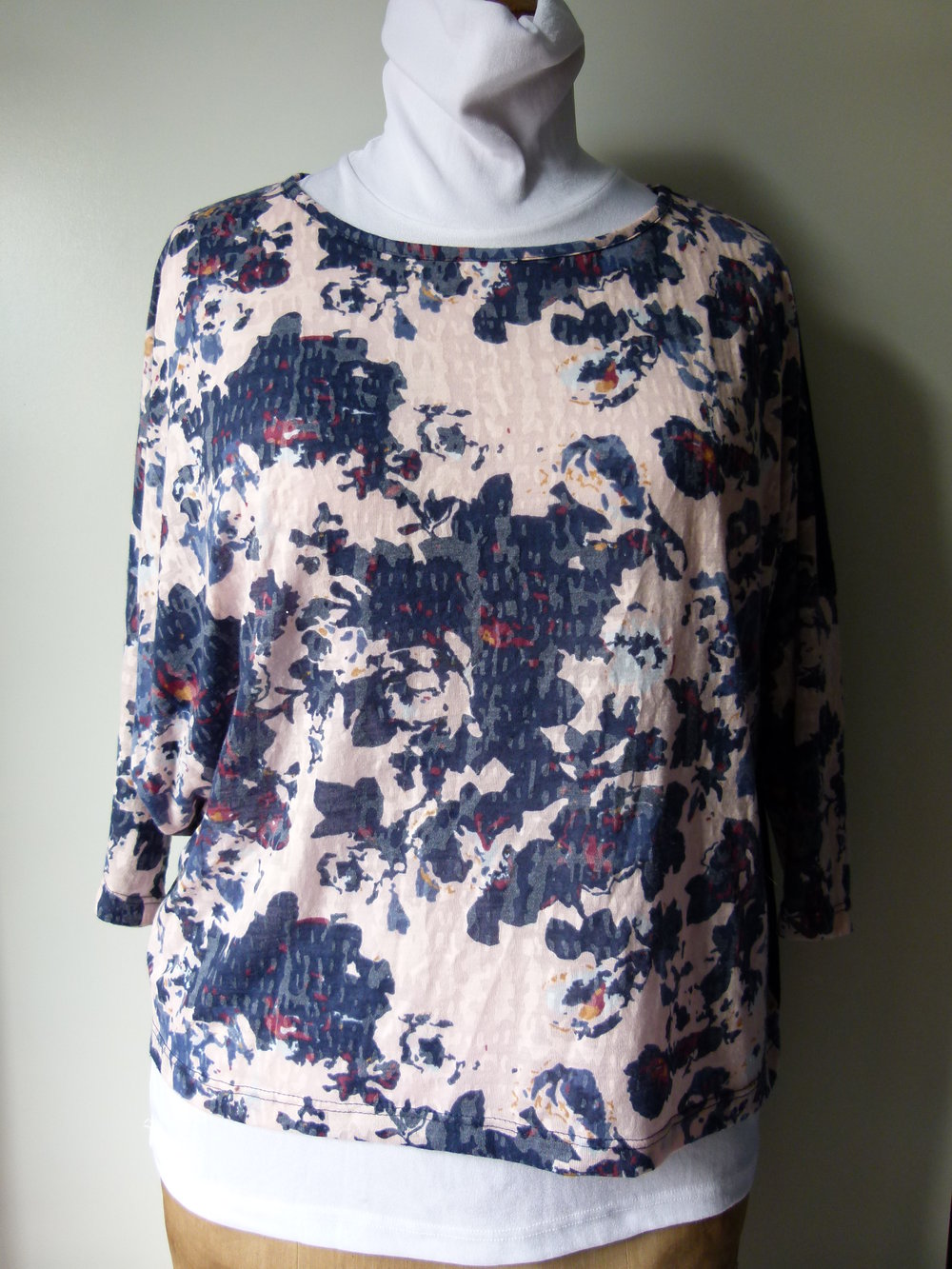Vokuhila Shirt mit Fledermaus-Ärmeln, dunkelblau nude, Boho Goa Hippie Festival Sommer Mori