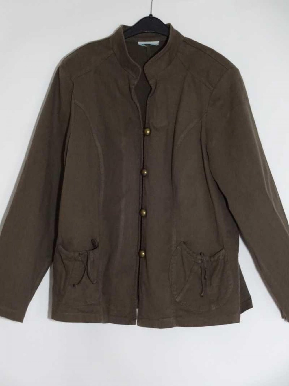 Dünne Jacke mit goldenen Knöpfen Vintage 80er Schulterpolster Gr. M