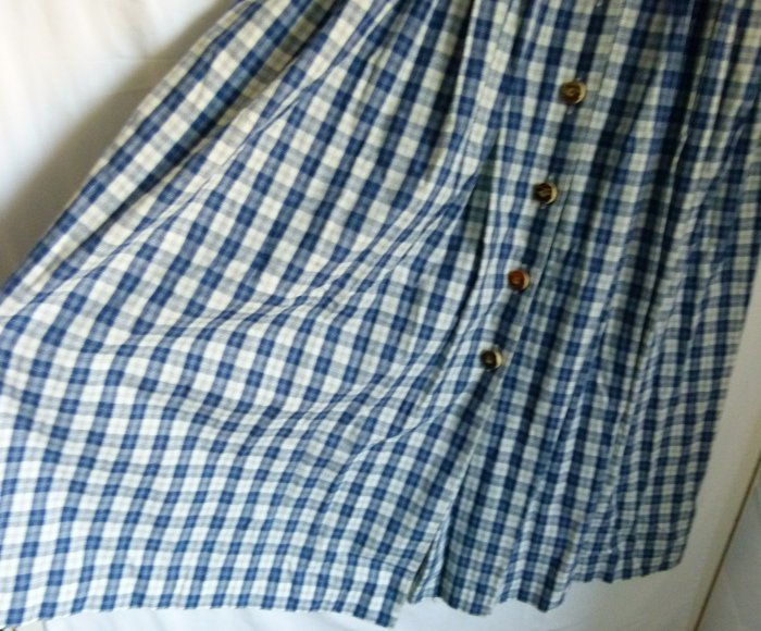 Folklore Kleid, blau cremeweiß kariert, Trachten Landhaus Boho Mori Hippie Vintage Retro Cottagecore