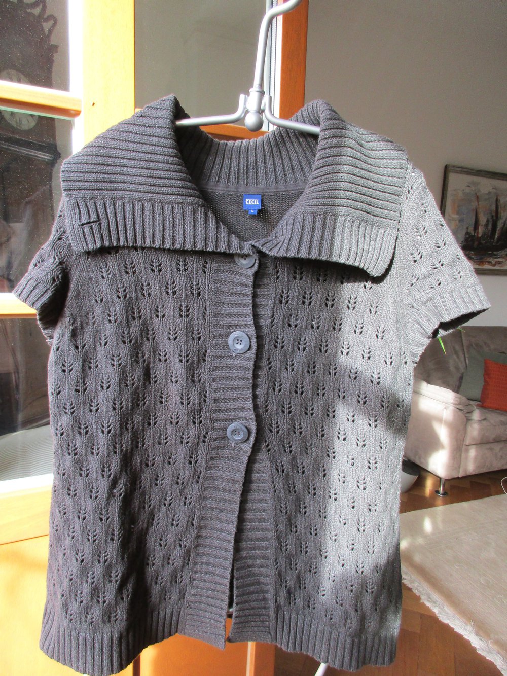 Cecil Strickjacke, kurzarm, grau, Gr. L