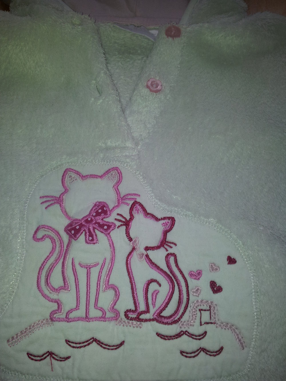 Kaputzenpullover Katze weiß Gr. 80