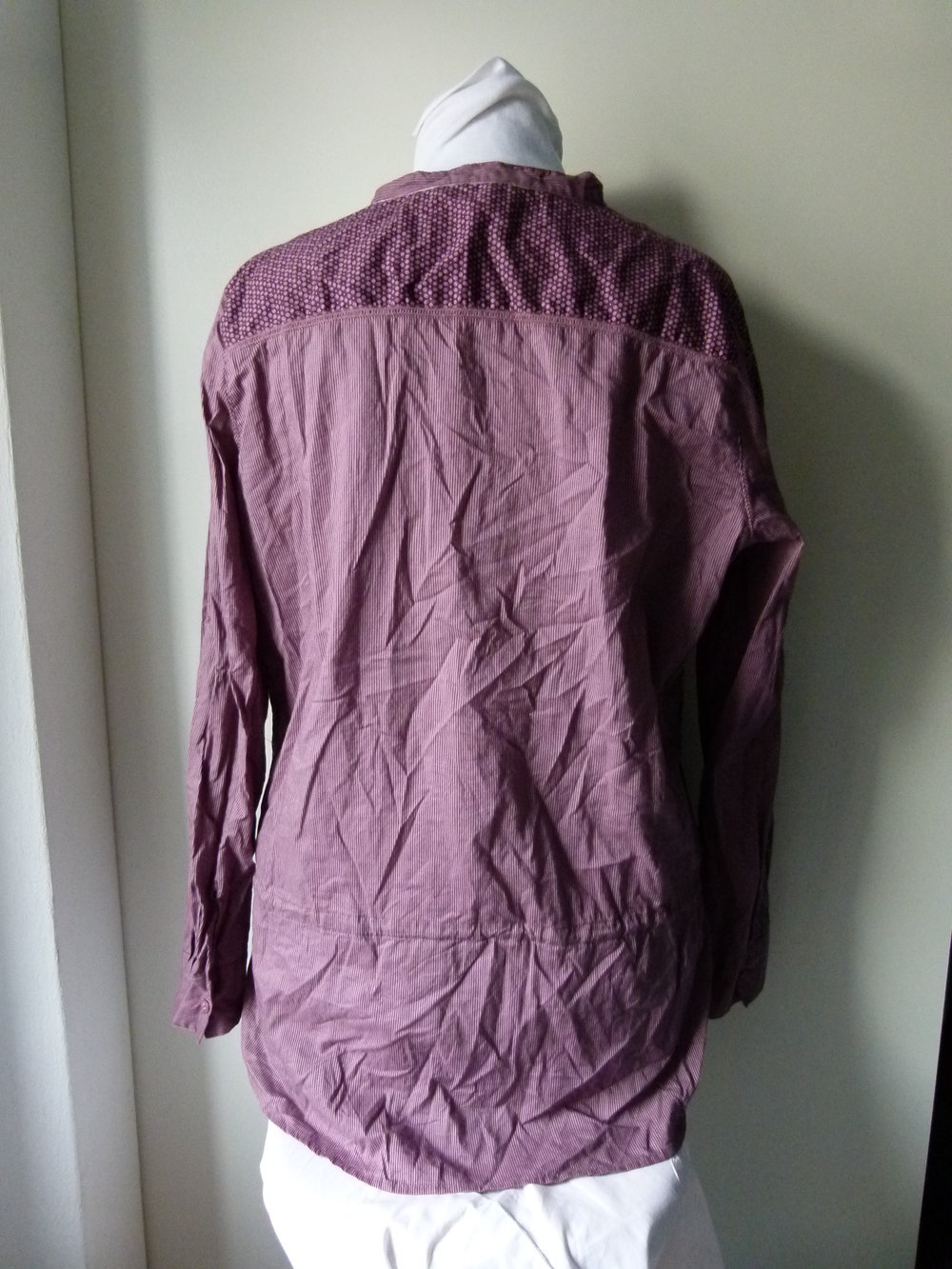 Long Bluse Tunika, violett pflaume gestreift & gemustert, Landleben Mori Lagenlook Festival Boho
