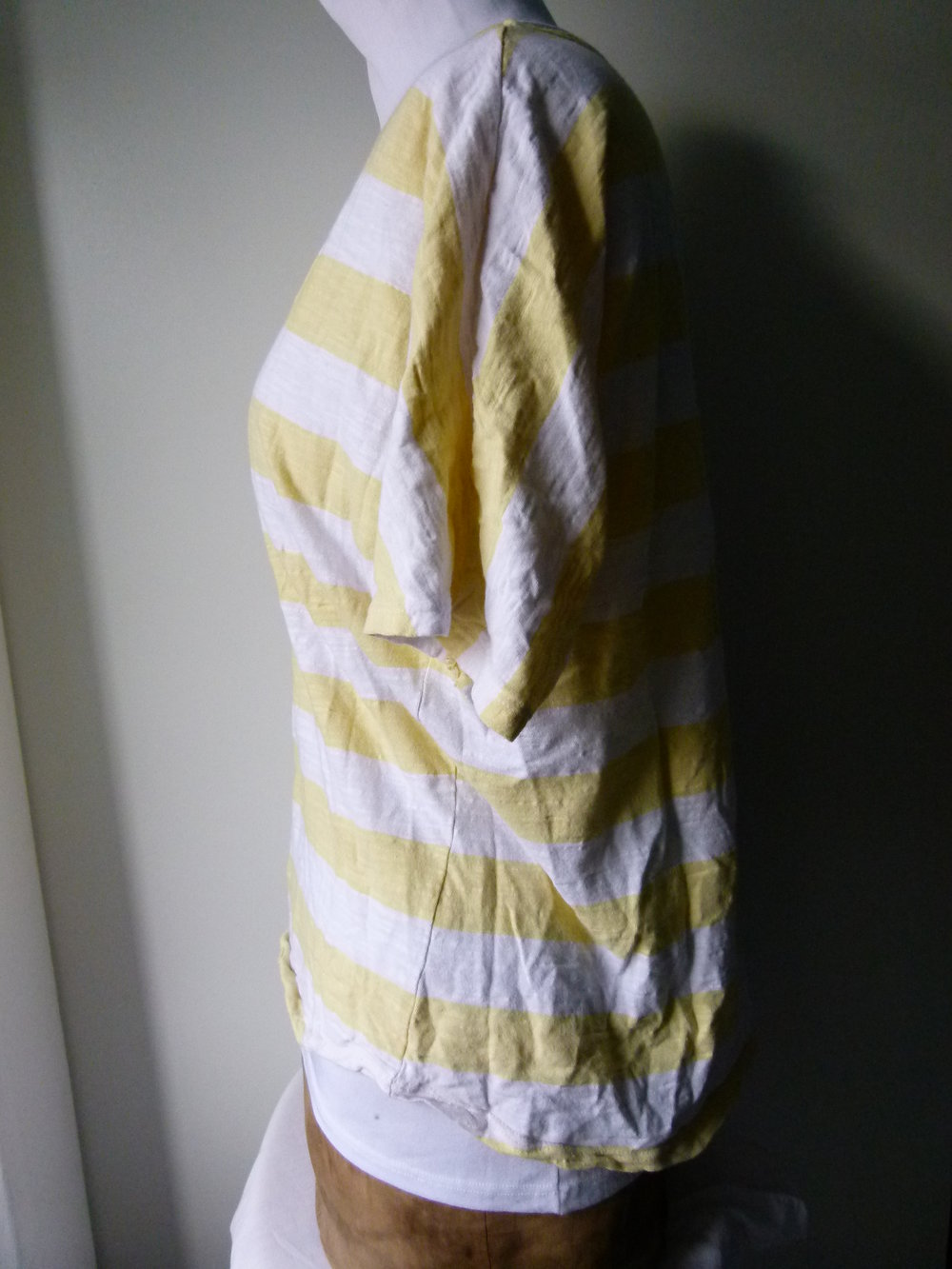 Oversized Shirt, hellgelb weiß gestreift, Sommer Boho Casual