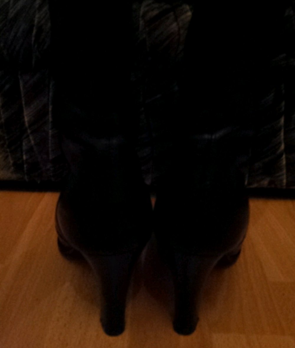 Stiefel Leder schwarz Gr. 38 C&A Lederstiefel