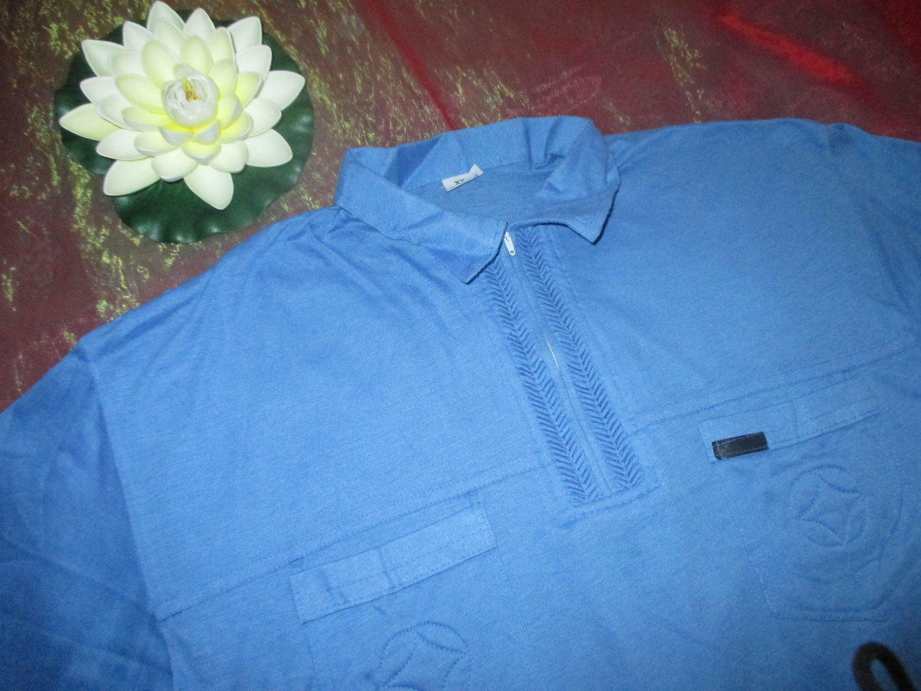 Original 1960er VINTAGE * Herren oder Damen * Unisex  * Kurzarm * Polo * T-  Shirt * Gr. 50- 52/ M- L * royal- königs- mittel- blau *