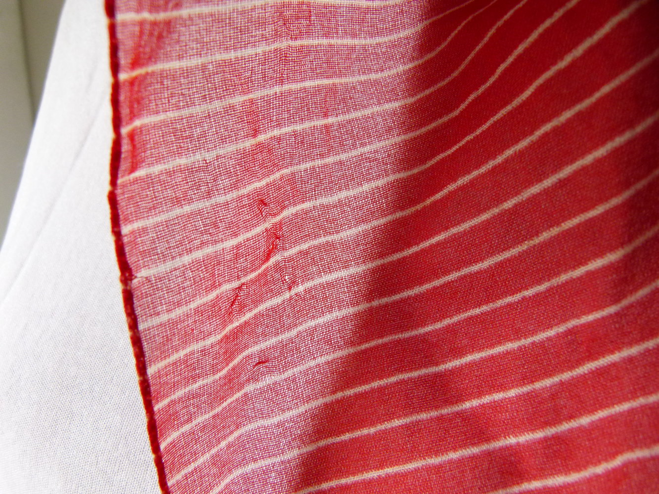 Chiffon Halstuch Tuch, rot - weiß gestreift, Vintage Retro Goa Festival  Mori