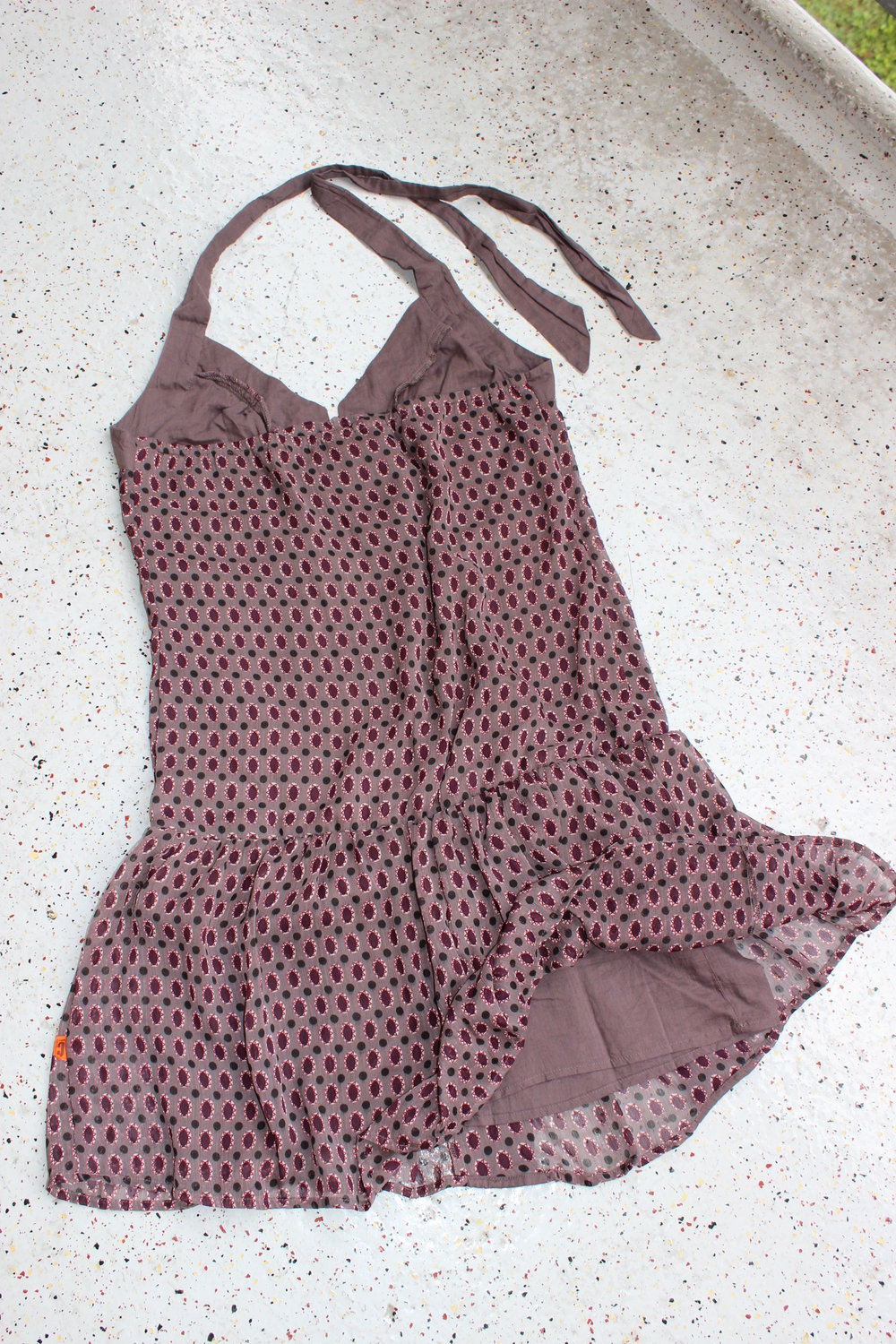 NEU! OBJECT Neckholder Kleid Baumwolle Organza bordeaux rot mauve