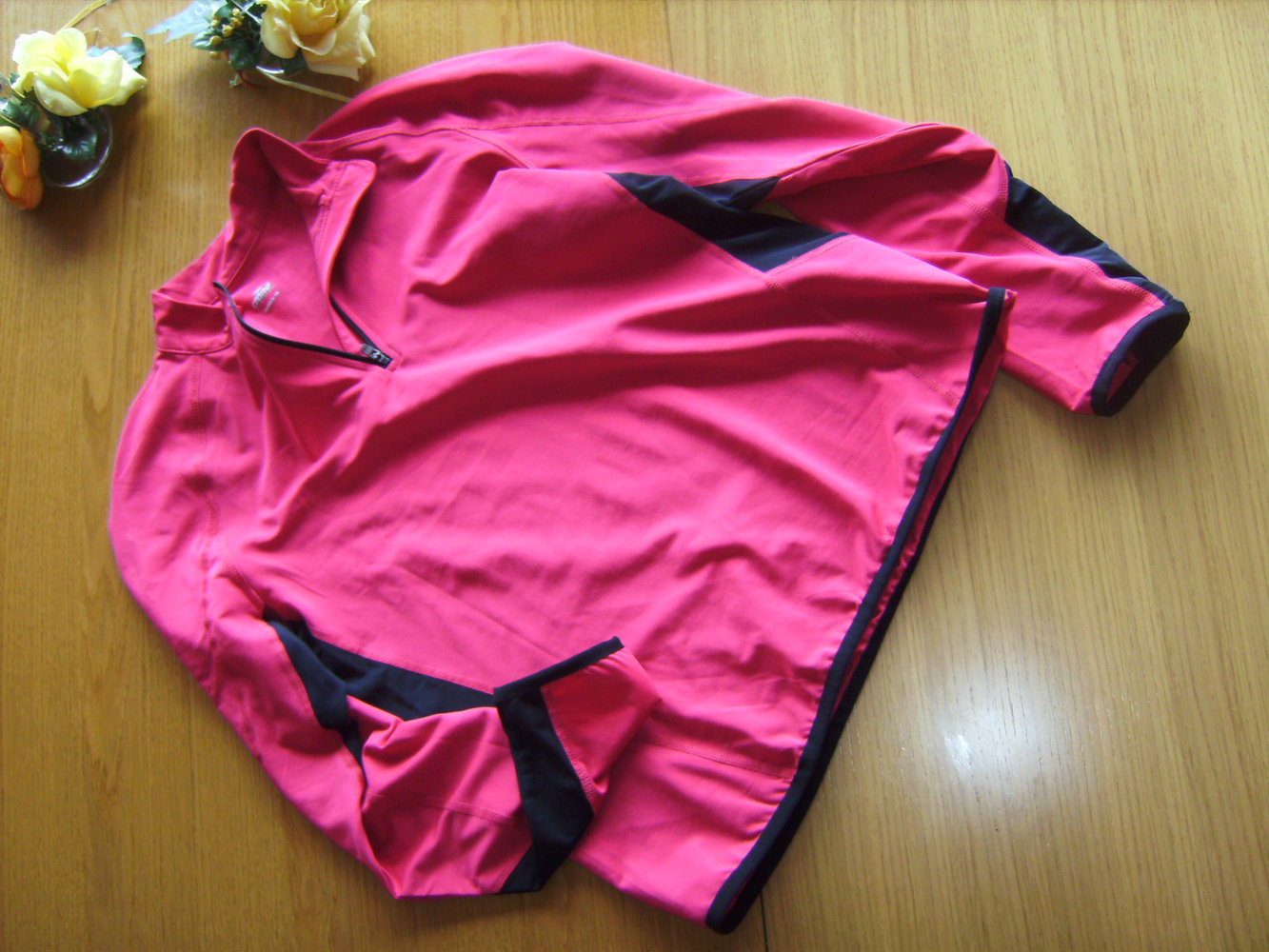 Sportshirt Langarm Magenta Gr. 38 #Zipper #Laufshirt Oberteil Sport, Outdoor, Sportswear, Pink, Langarm , Shirt