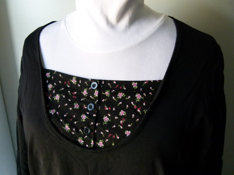 Romantik Tunika Shirt, schwarz mit rosa Blümchenmuster, Mori Boho Goa Festival Elfen Floral Hippie Romantisch