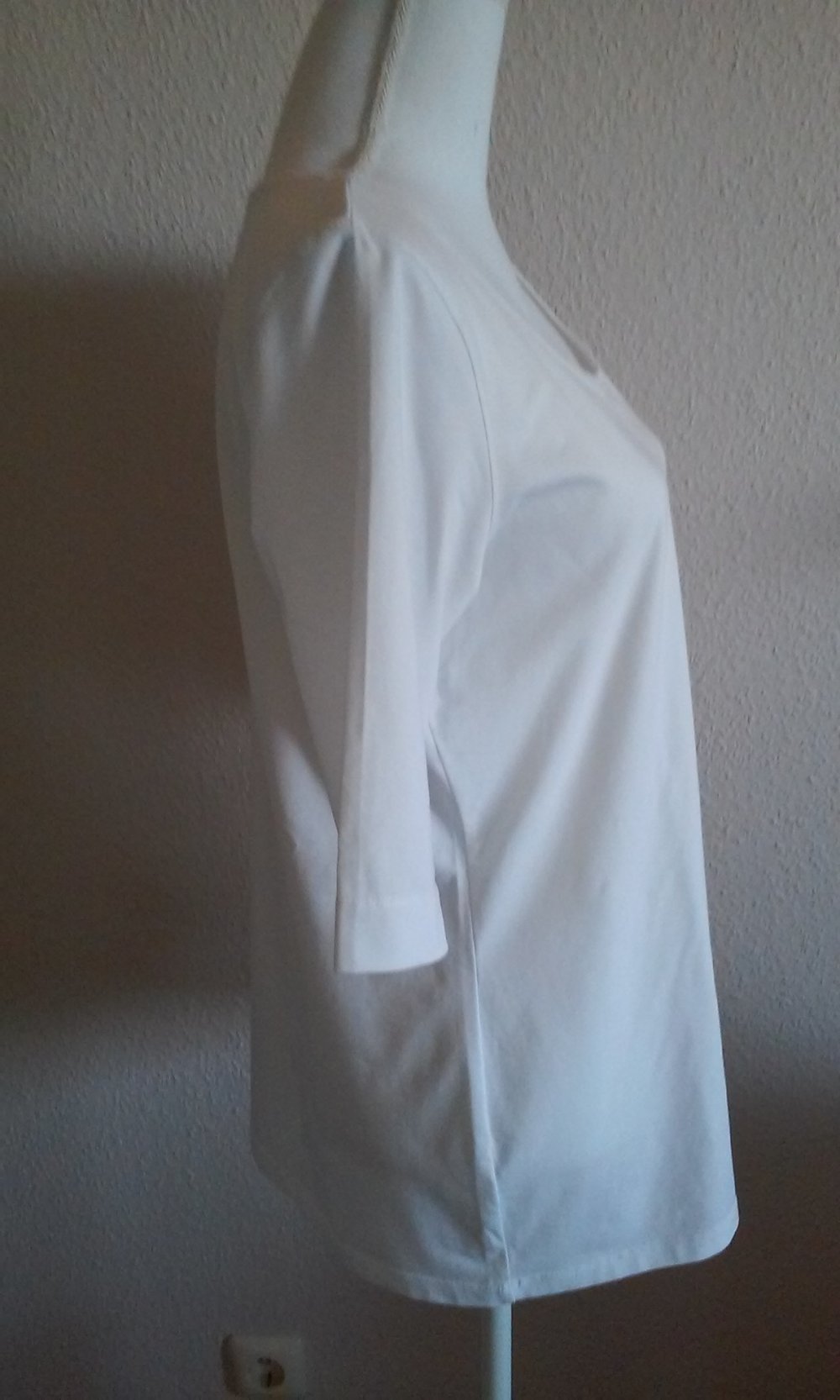 Shirt weiß, Pulli Shirt Pullover, dreiviertel Ärmel, Rundhalsausschnitt,