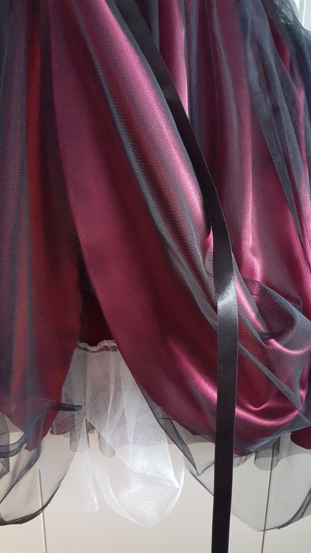 Kleid Abendkleid Ballkleid 42 XL Tüll Weinrot Schwarz Neu