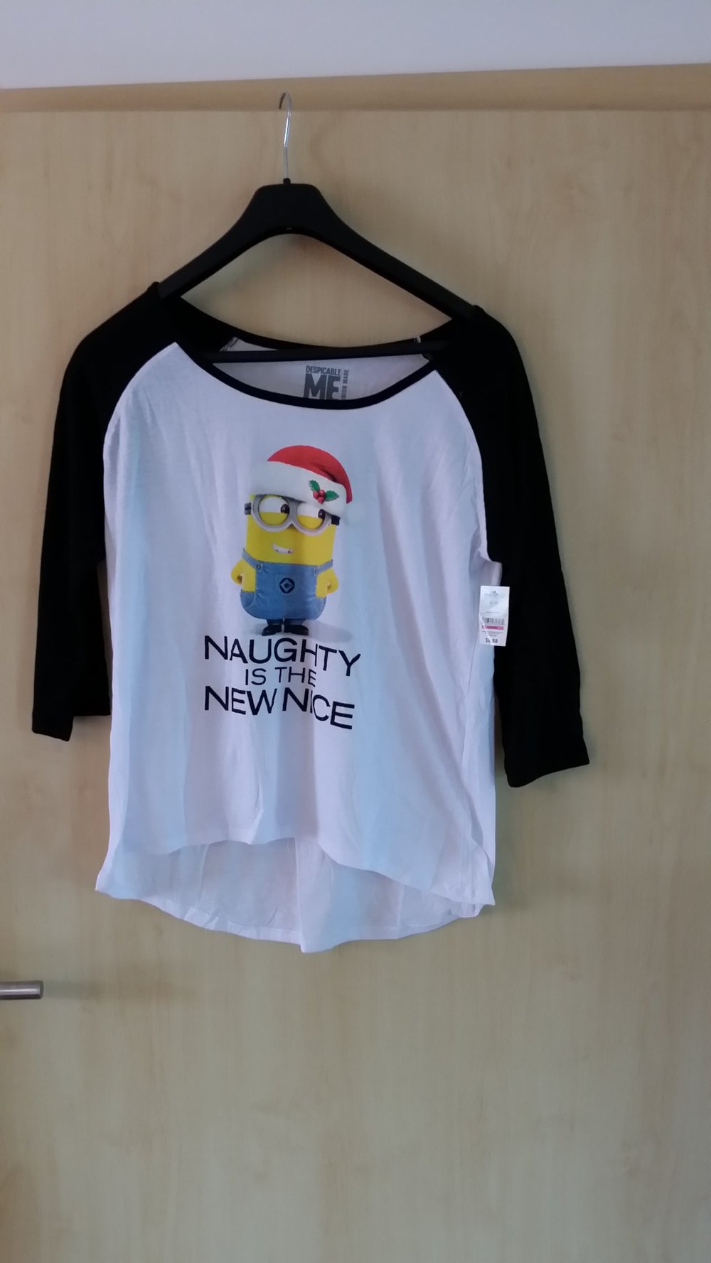 weißes Minions Shirt mit schwarzen Ärmeln - neu - XL