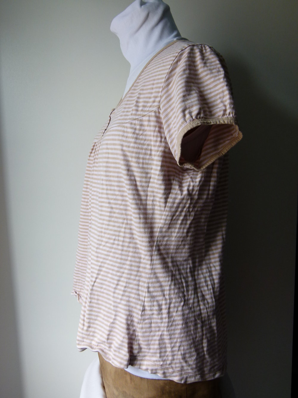 Ringel Shirt, nude beige gestreift, Retro Mori Casual