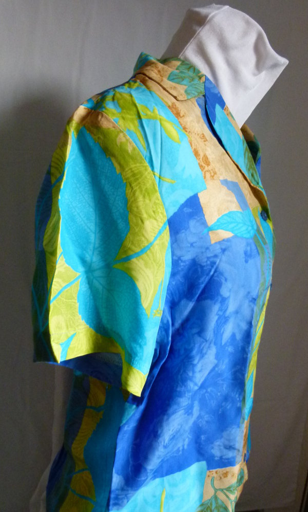 Sommer Bluse mit Natur-Motiv, grün blau türkis, Boho Strand Goa Festival Hippie Landleben Mori