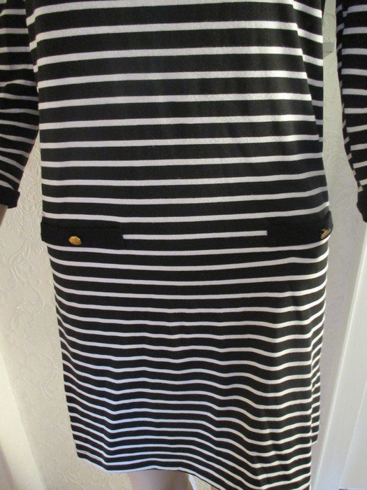 NEU Marine Sailor Maritim Streifen Strech Feinstrick Kleid 
