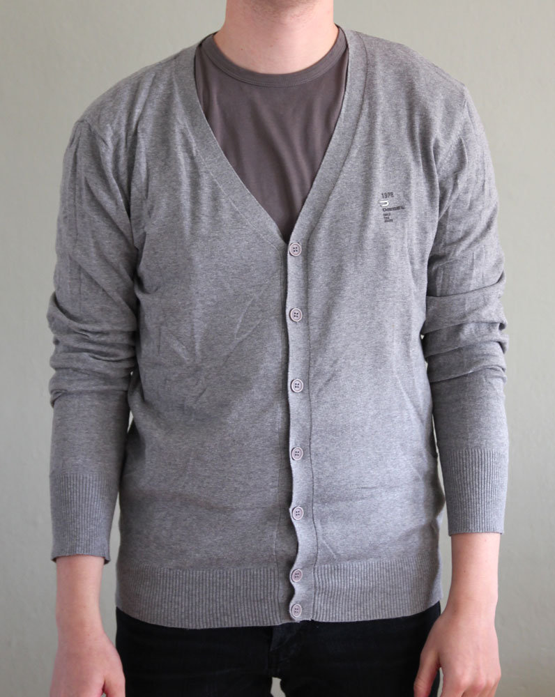 Diesel Herren Cardigan Pullover Strickpullover Pulli grau Gr. XL