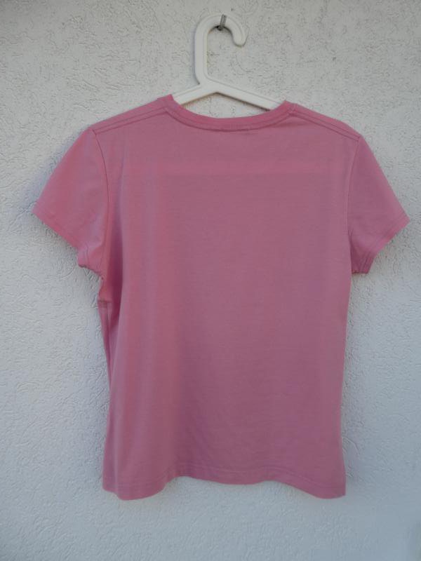edc by Esprit – T-Shirt, rosa mit orangem Aufdruck – Gebraucht, fast wie neu