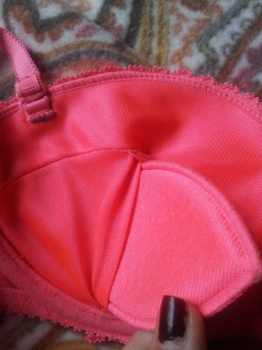 Neonpinker Push-Up BH mit Spitze