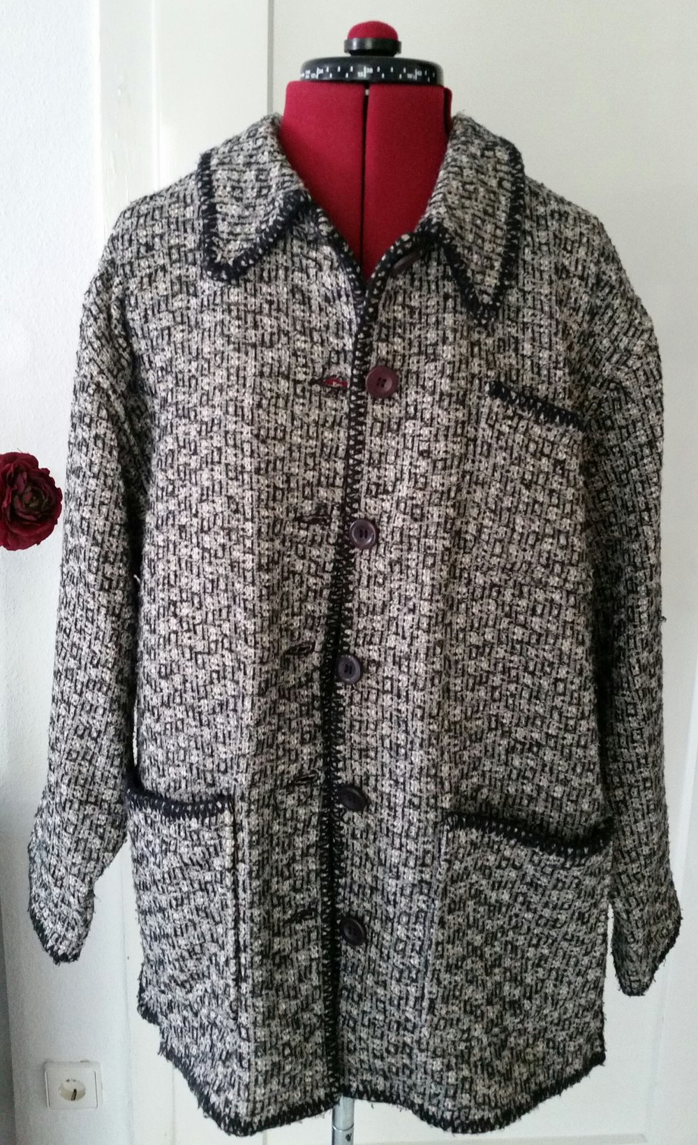 Hübsche, leichte Übergangsjacke im Vintage-Stil mit Salt'n'Pepper-Muster