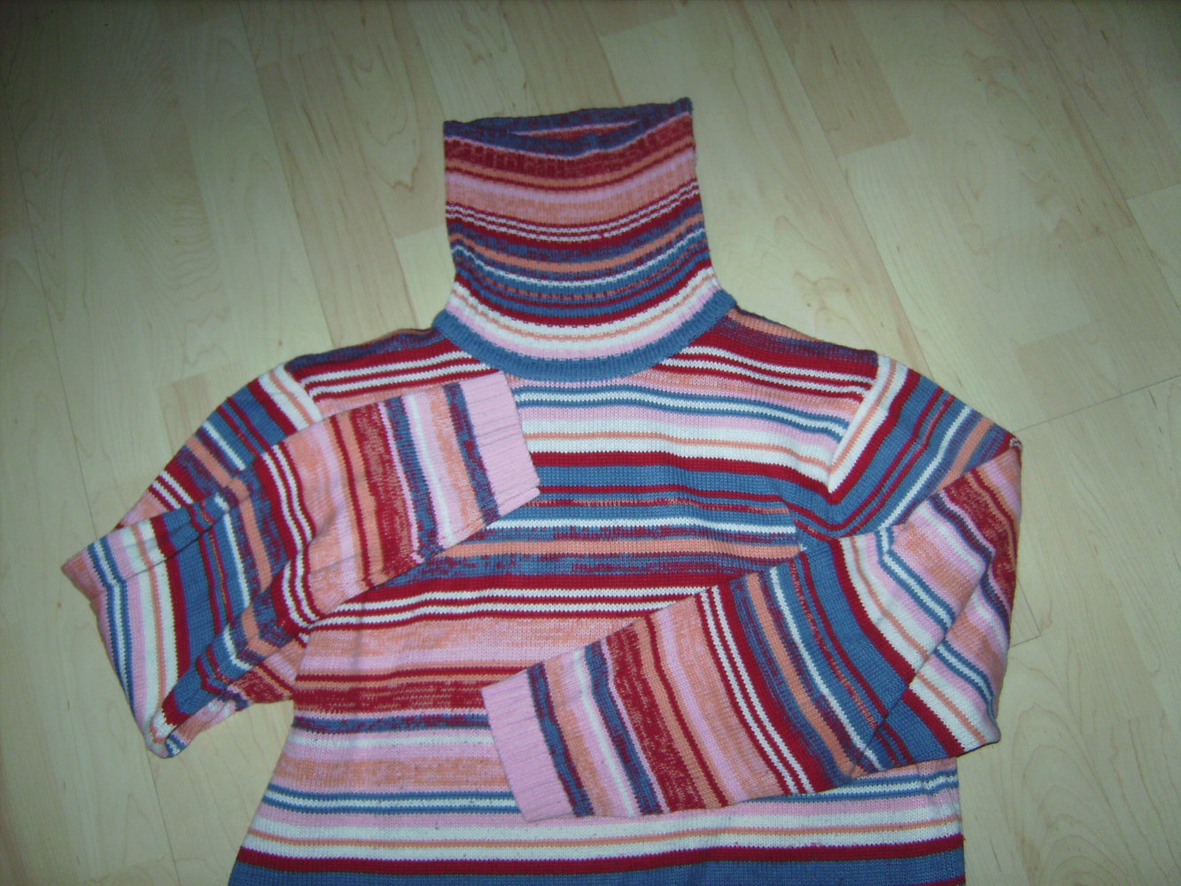 Rolli, Strickpulli, Pullover mit Rollkragen Gr. 38/40 bunt, Streifen, Langarm Pulli Beerentöne gestreift, Magenta Fresh 