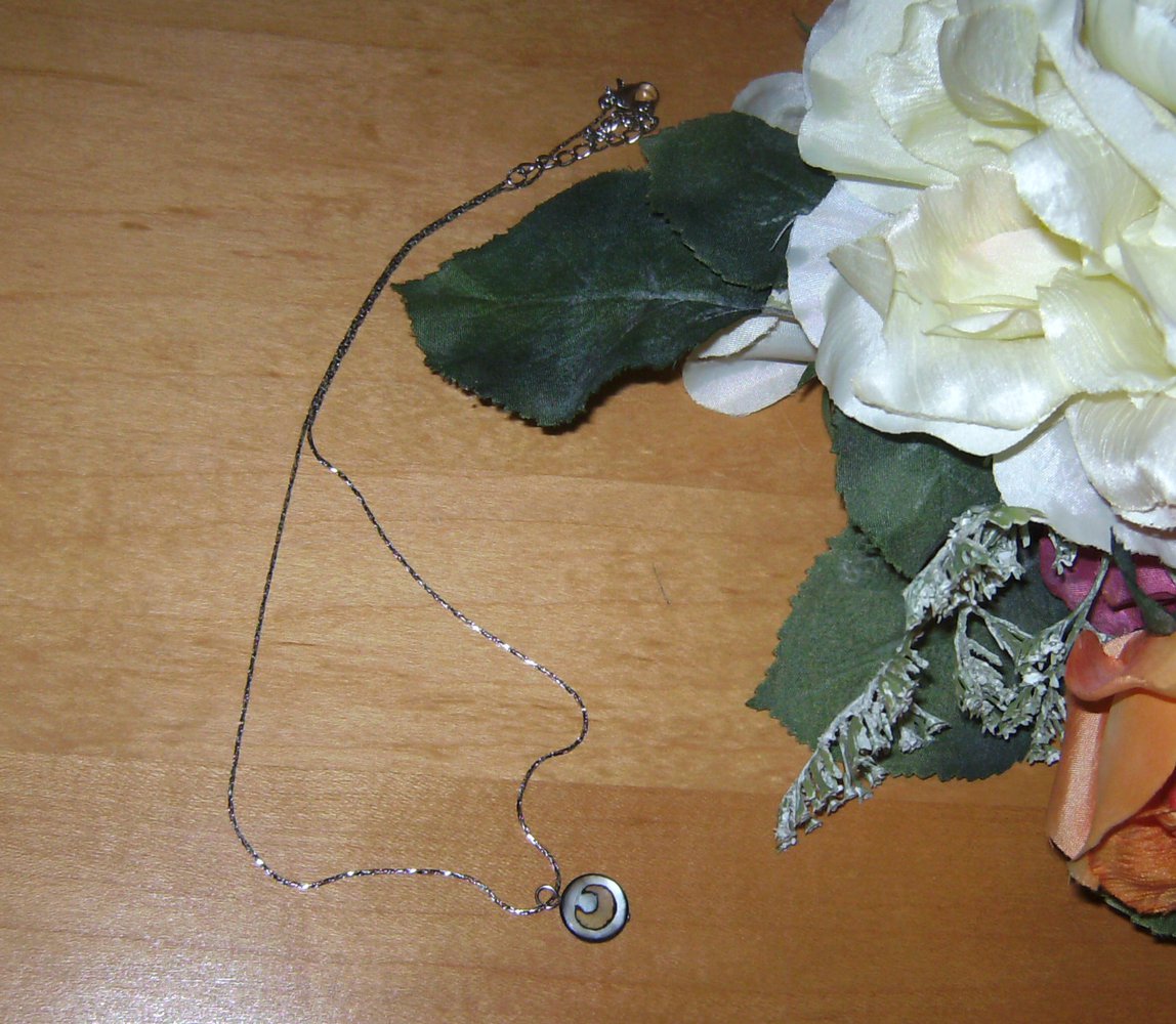 Kette Neu! Ungetragen Modeschmuck silberfarben mit kleinem Anhänger grau-anthrazit, Kette mit Anhänger