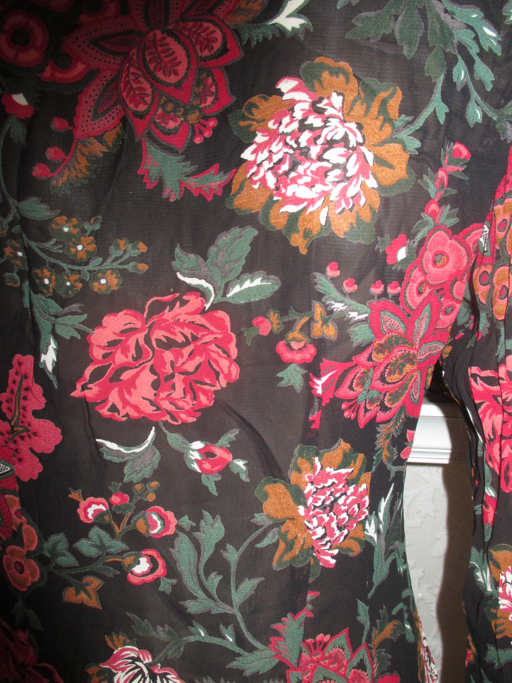 NEUw * Original VINTAGE * Romantik * Blumen * Blüten * Flower- Power * Seiden Crèpe * Hemd * Bluse 