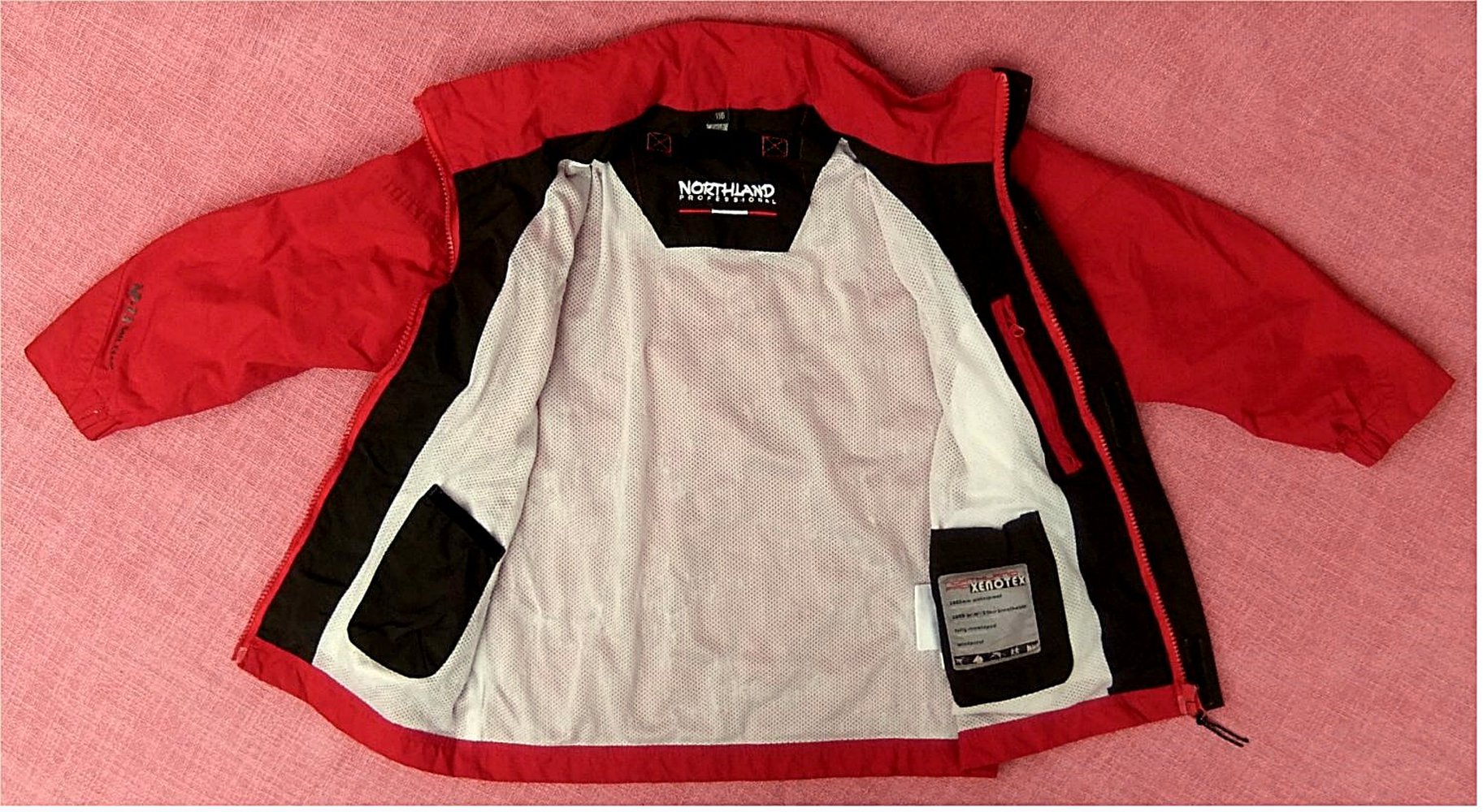 NORTHLAND Professional Jungen Jacke / Outdoor Jacke mit Kaputze ~ Größe 116 - rot