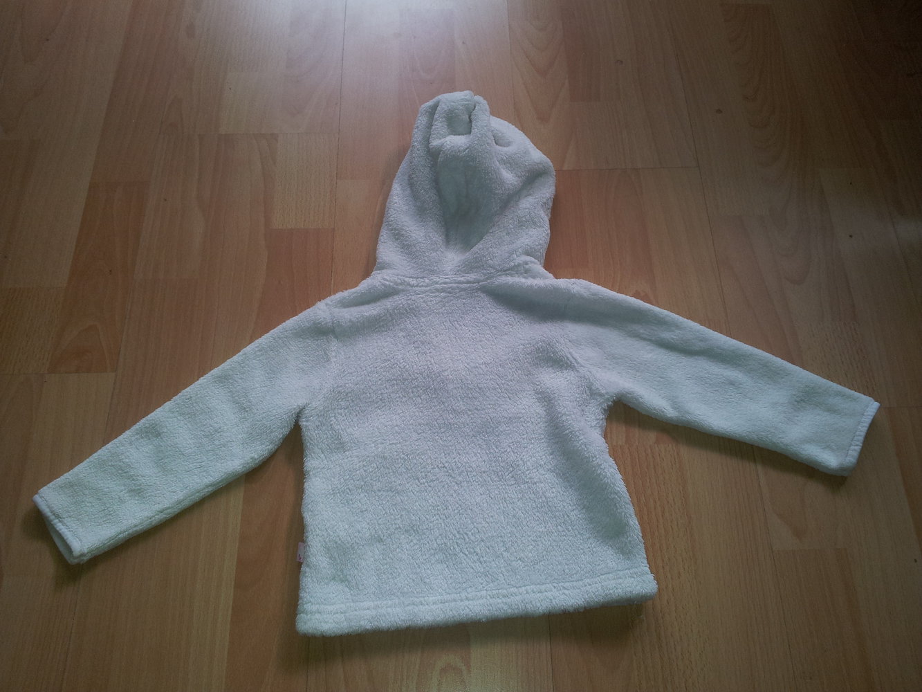 Kaputzenpullover Katze weiß Gr. 80