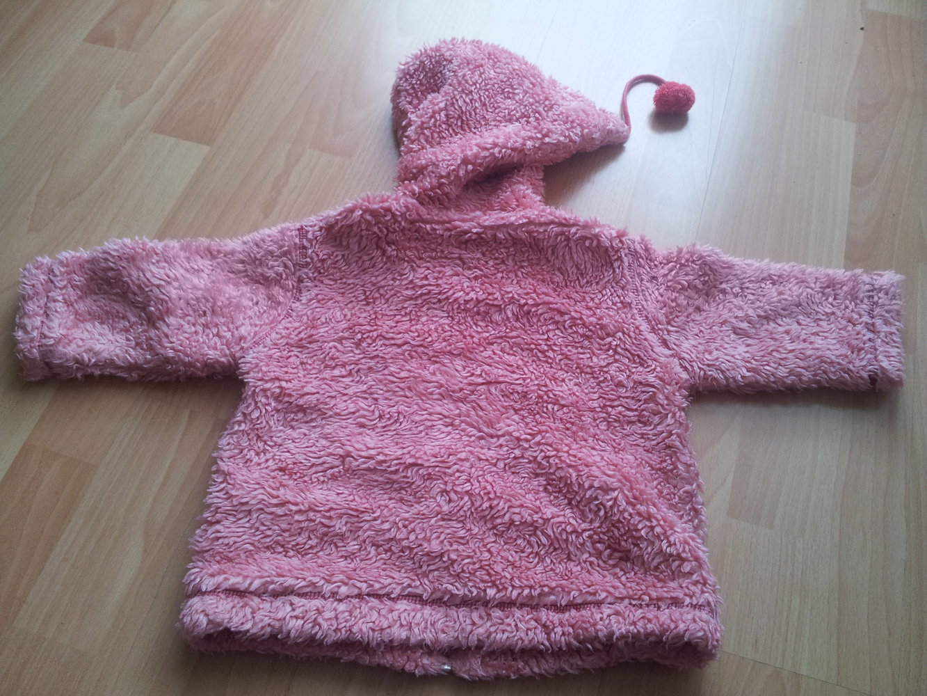 Jacke Kuscheljacke Plüschjacke  blassrot Zipfelmütze rot
