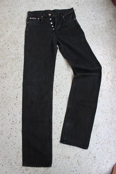 Vintage Calvin Klein Slim-fit Button-fly washed-out W28/L34 schwarz