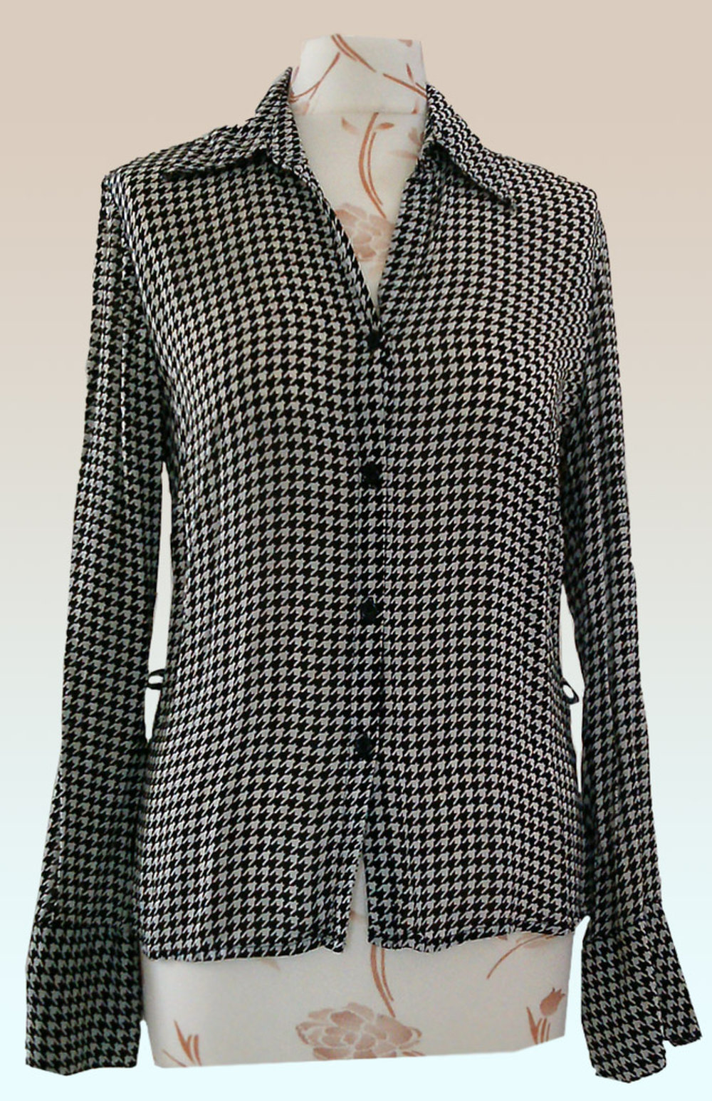 Bluse mit Hahnentrittmuster