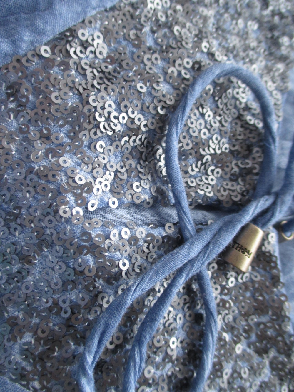Designer Tunika oder kurzes Kleid in Blau mit Pailletten und Kordel, Gr. 38 / 40 , Thomas Rath