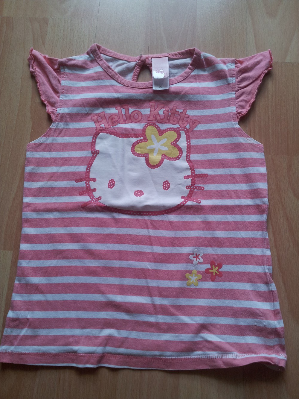 Shirt Hello Kitty weiß blassrot Streifen Gr. 92
