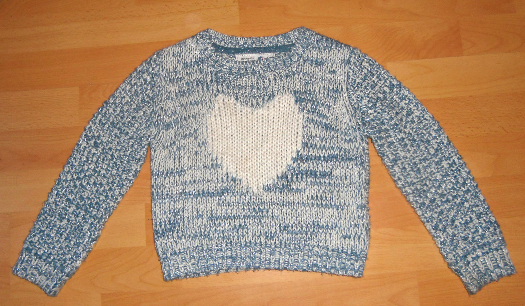 Young Dimension/engl. total süßer,dicker Glitzer-Strickpulli Gr. 6-7y ca 116-122