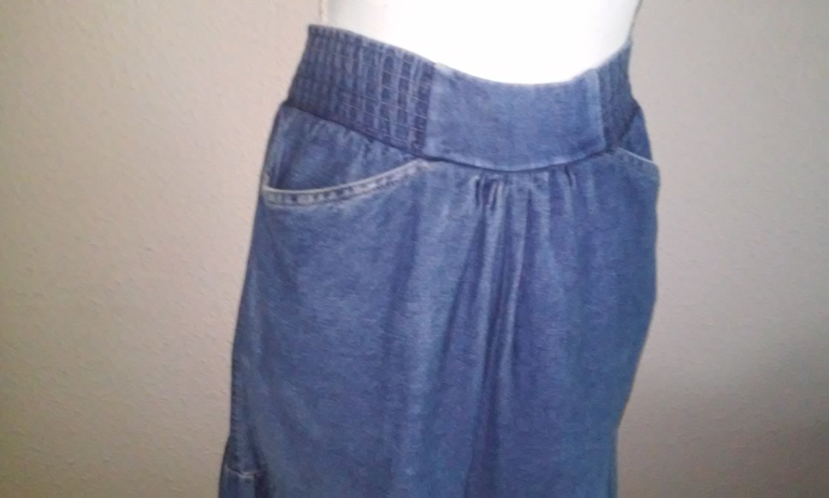 vintage Jeansrock lang Glockenrock Rüschenrock Volantrock retro