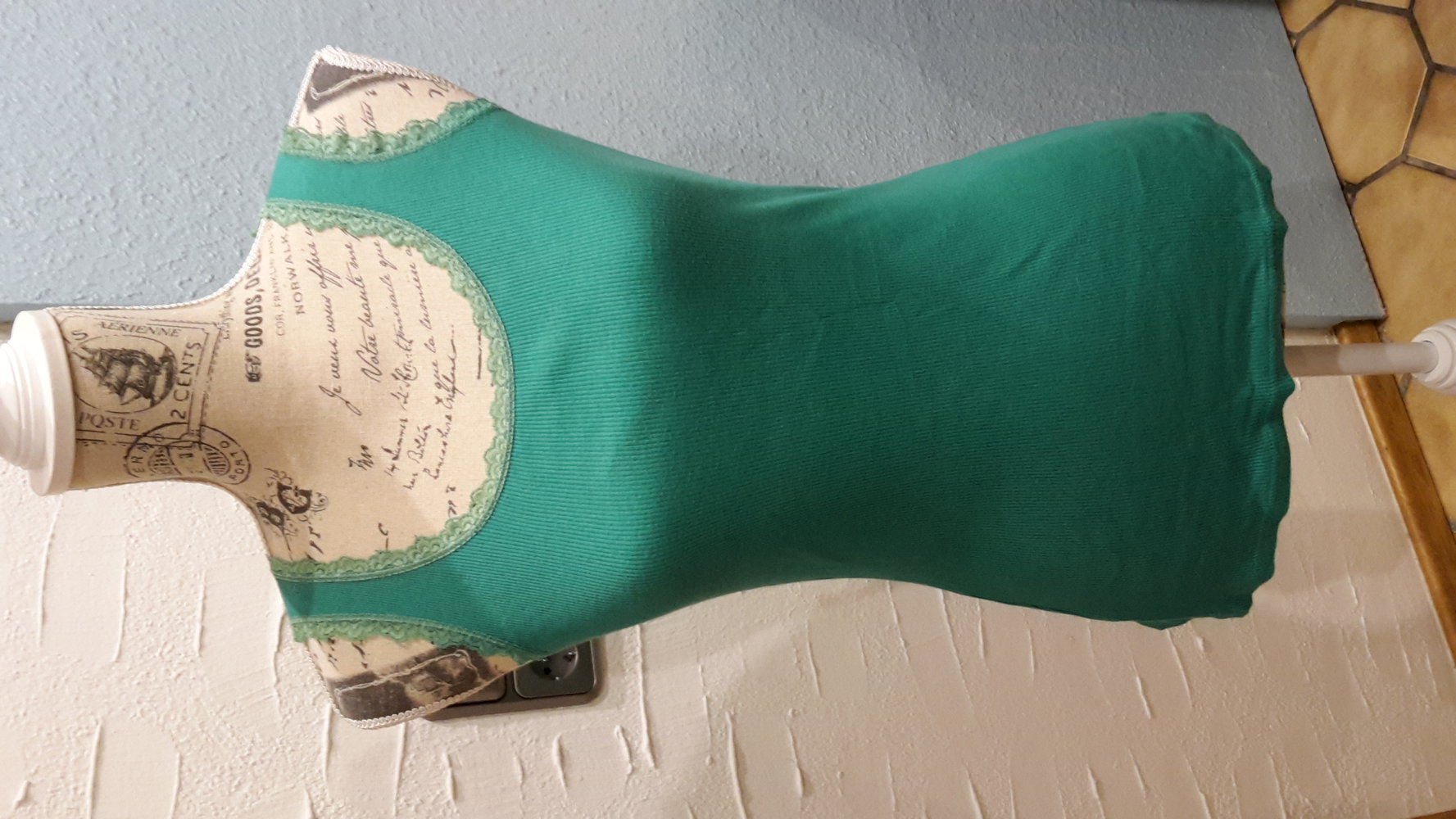 vero moda L rip top dunkel grün sommer spitze meer grün unterhemd