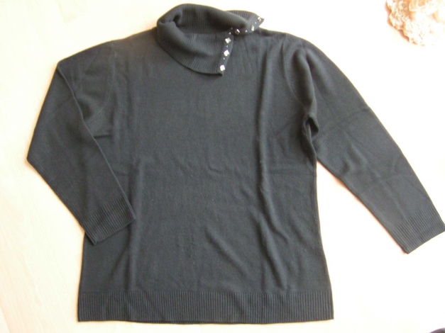 feiner Strickpullover schwarz XL 42 44 Canda mit Steinchen Neu