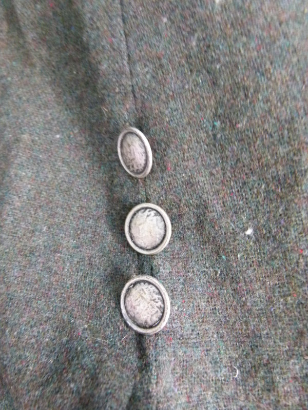 Trachten Woll Rock, grün grau meliert, mit Schlitz, Boho Folklore Retro Vintage Lagenlook Mori Cottagecore