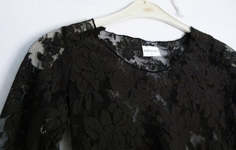 Zipfeliges Spitzen Oberteil Shirt, asymmetrisch, Stretch, schwarz, florales Muster, Gothic Mori Boho Goa Festival Festlich Hippie