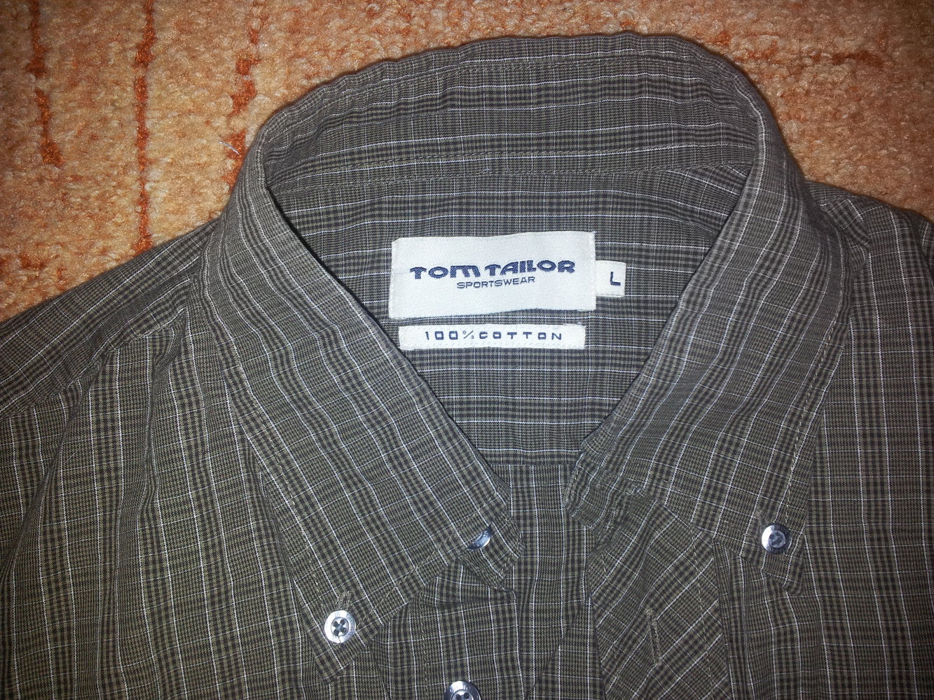 Hemd Tom Tailor braun kariert Gr. L lang Arm