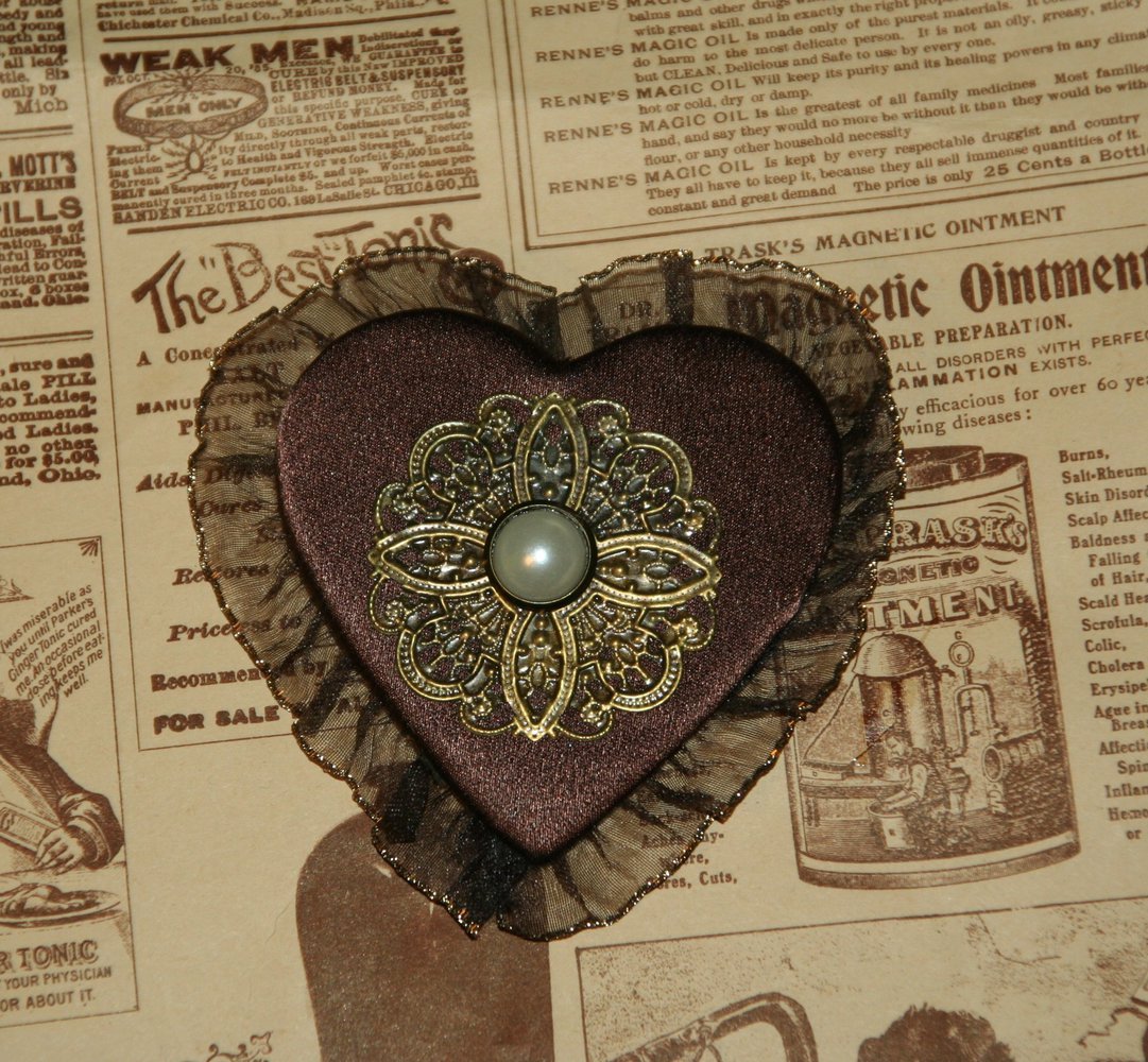 Steampunk Haarspange in Herzform braun victorianisch