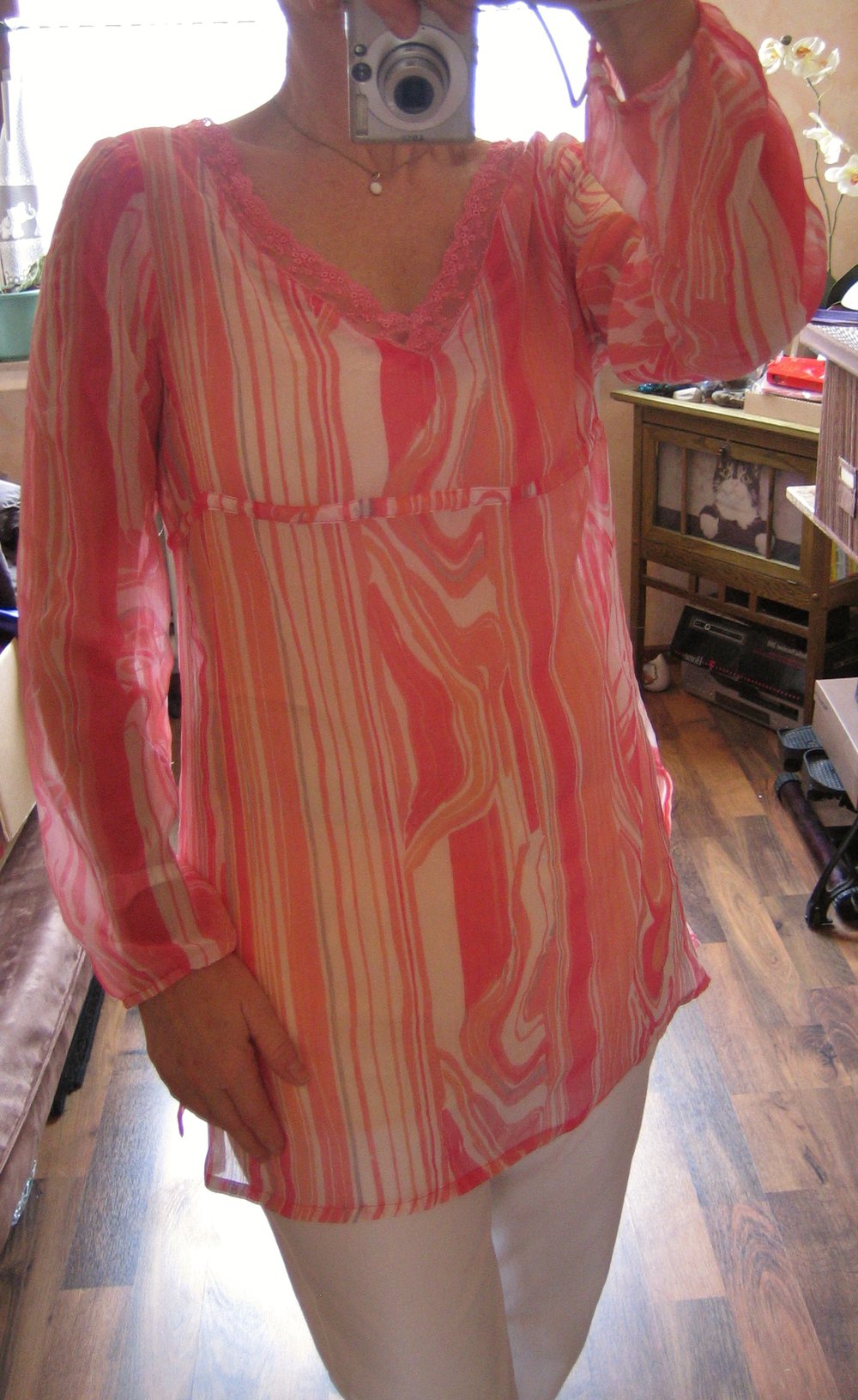 Chiffon Tunika Spitze am Ausschnitt