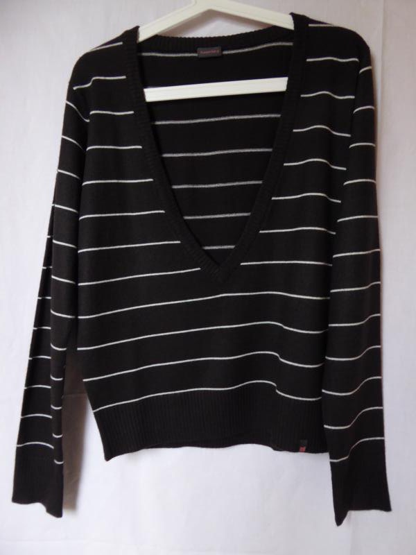 NEU: Dunkelbraun-weiß-gestreifter Pullover von Duesenberg