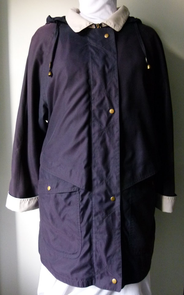 Leichter Parka Anorak, nachtblau natur, mit Kapuze, Boho Mori Retro Vintage Festival