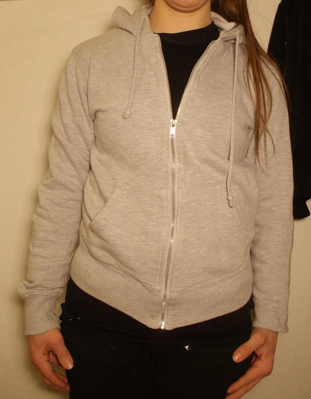 Kapuzenpulli Hoodie Grau von Amisu mit Reissverschluss