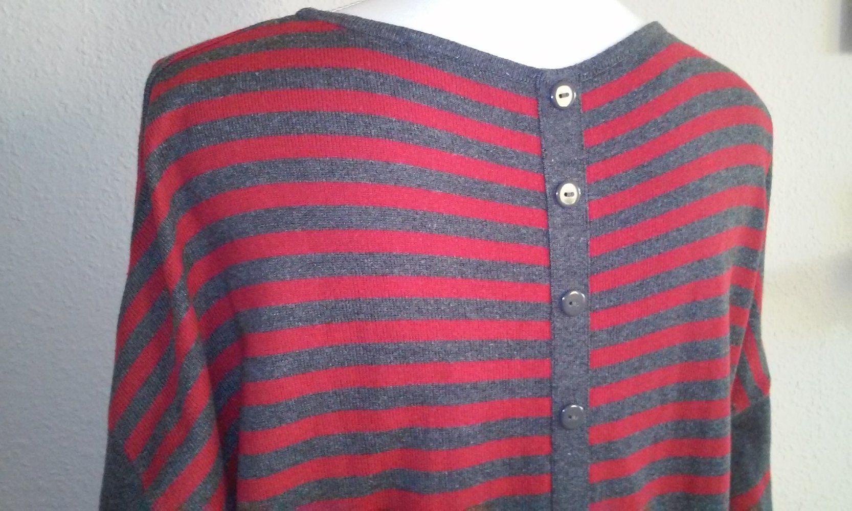 Pullover Pulli langarm rot/grau 