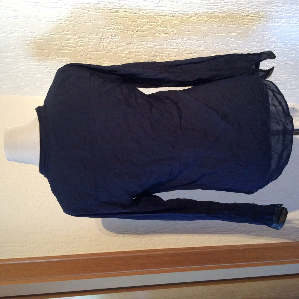 Zara Women Bluse  Größe S dunkelblau transparent mit Ledereinsatz Lederimitat sehr sehr guter bis neuwertiger Zustand 