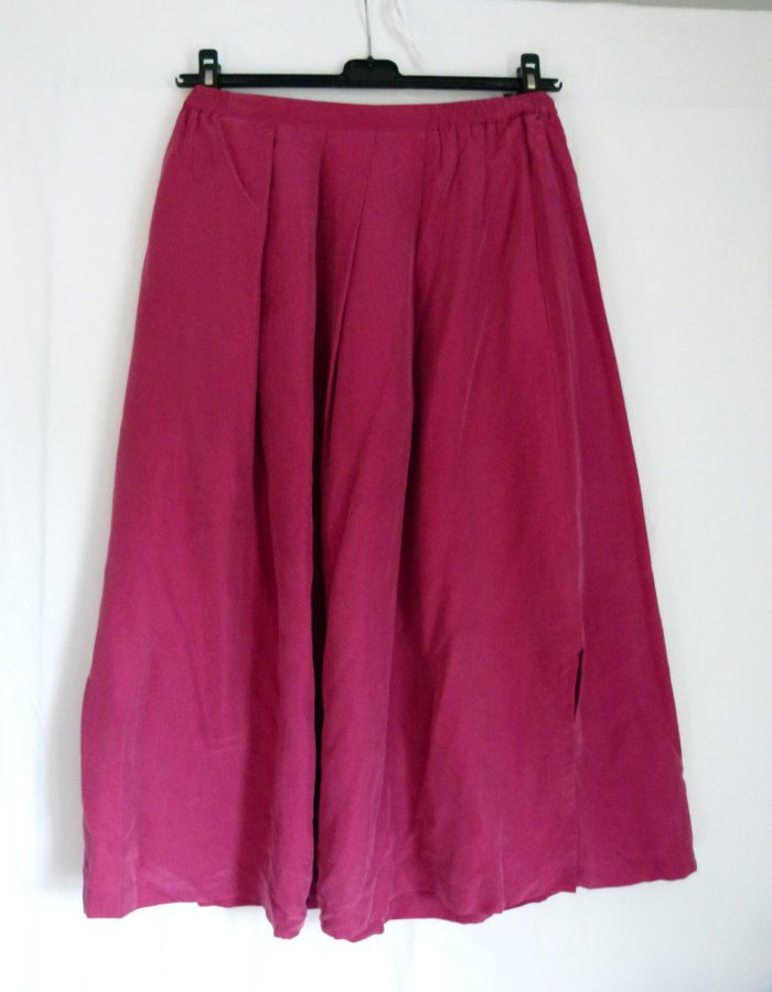 Langer Seiden Rock, fuchsia, Boho Landleben Vintage Retro Goa Sommer Cottagecore
